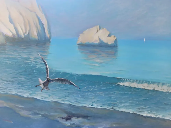 "Seagull" painting by Yevhen Sudin, Golden Time Talent 2nd Place Award