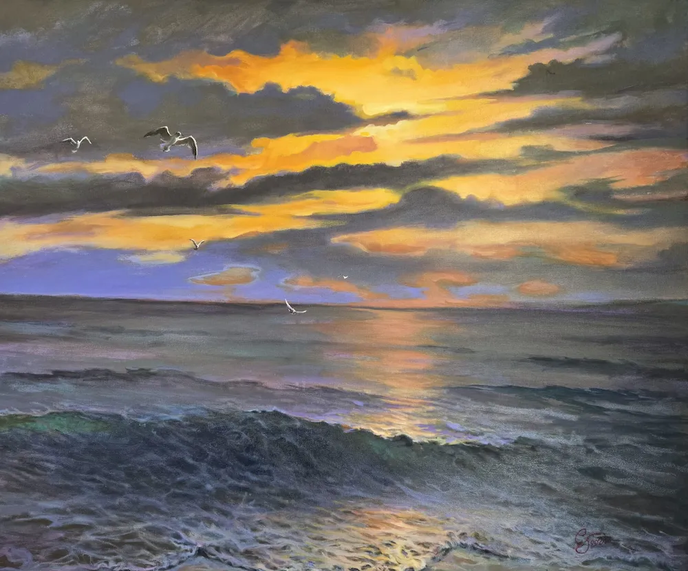 Sunset with Seagulls (Original)